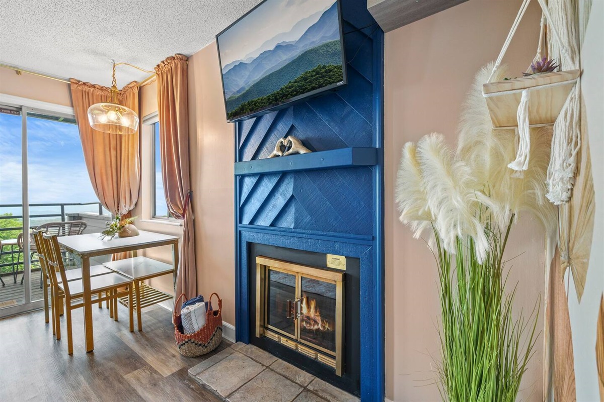 Wood burning fireplace