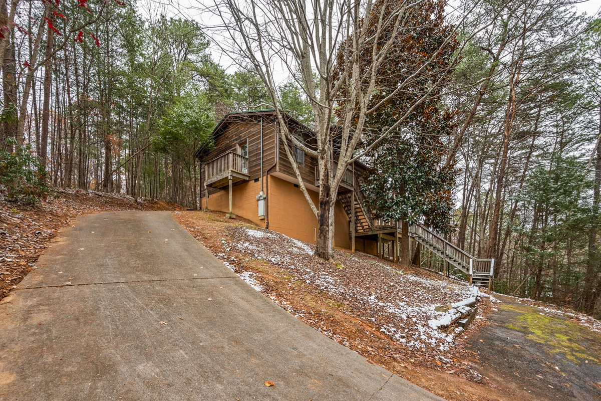 Steep driveway at cabin