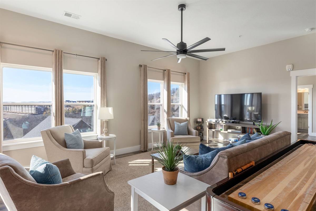 Lower level entertainment w/ shuffleboard and games!