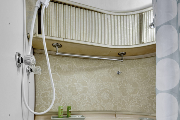 21. Retro Airstream bath with shower and vintage character