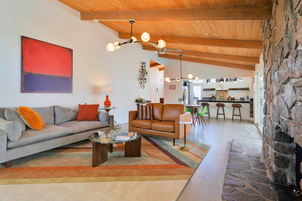 Great room with polished concrete floors