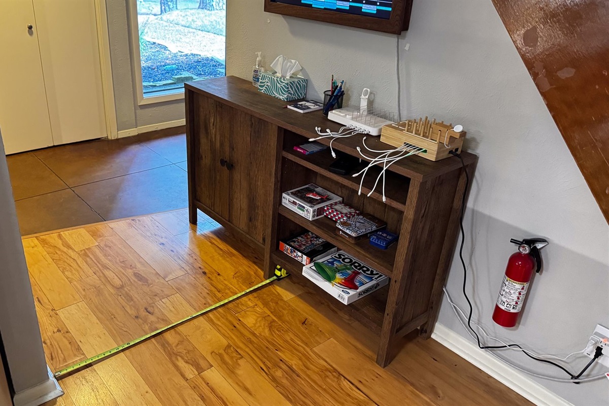 View from Kitchen going into hallway area.