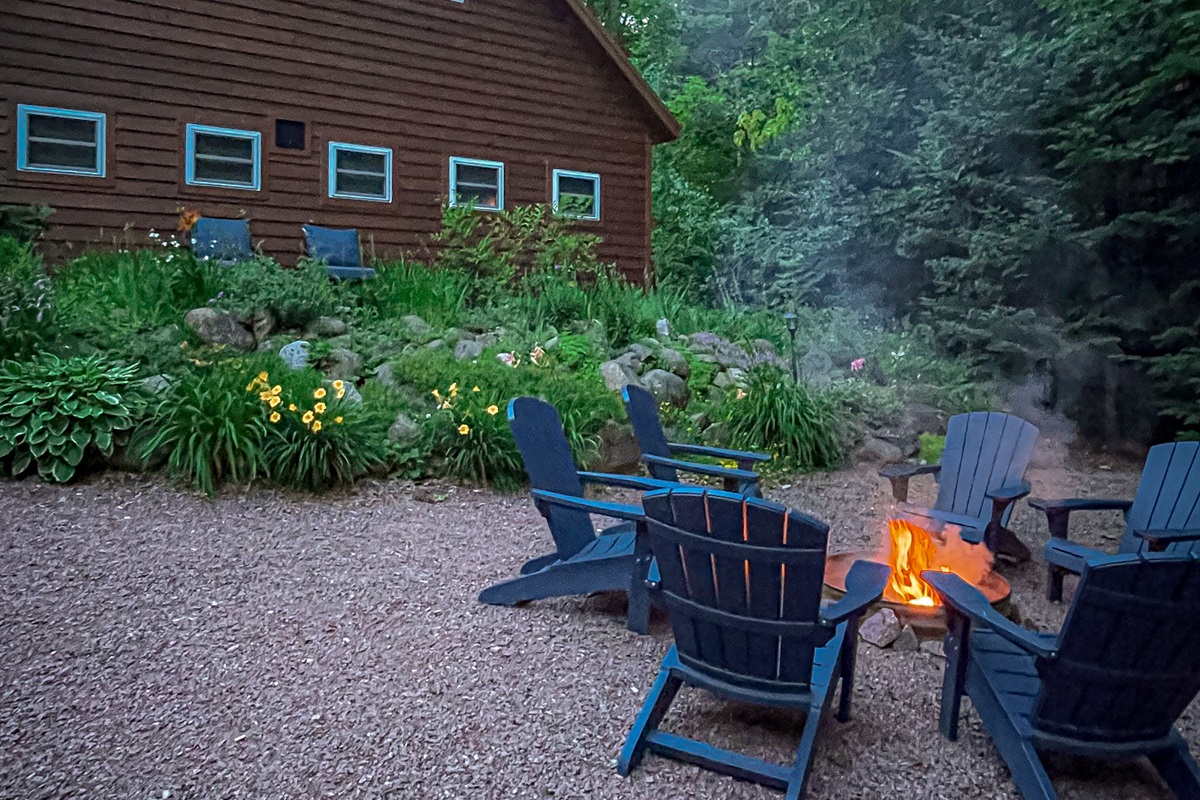 Evening fire pit area , we provide would for our guests 