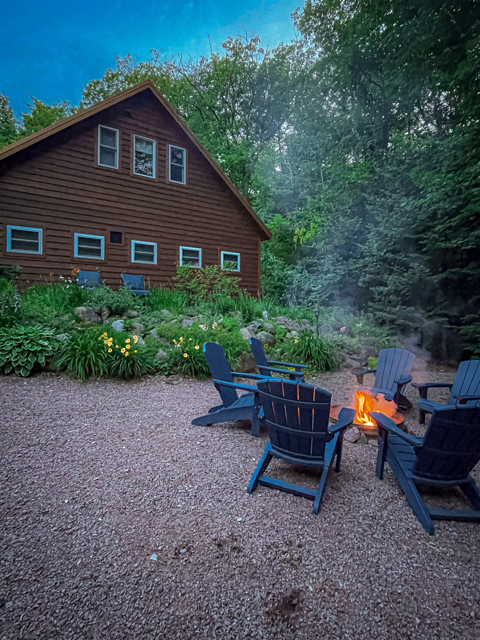 Evening fire pit area , we provide would for our guests 