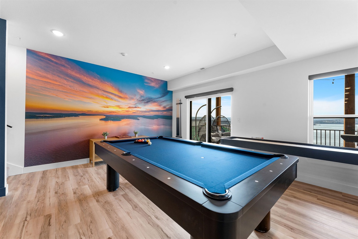 Pool table and shuffleboard