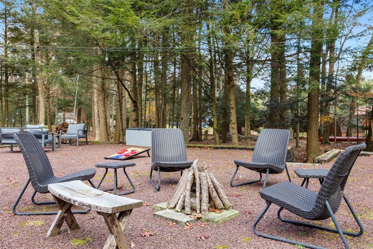 Gather around the fire pit and let the crackling fire set the mood!