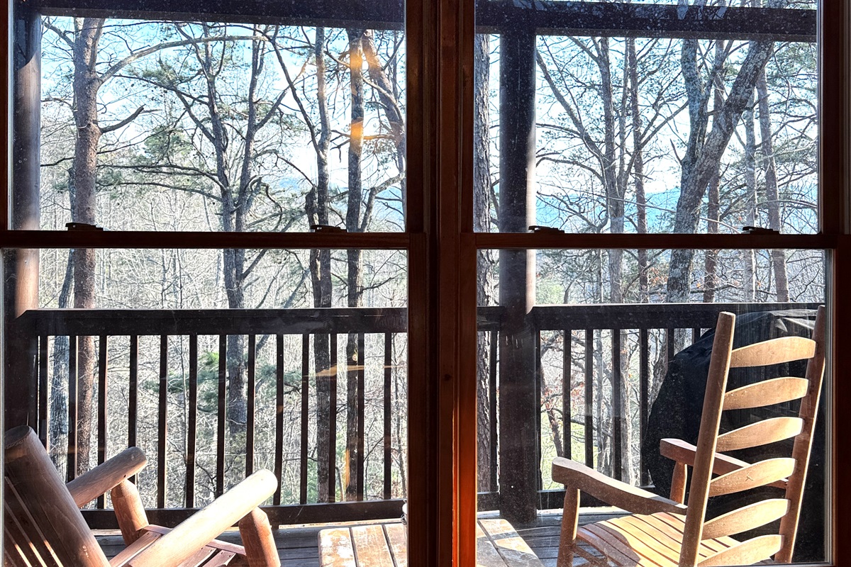 View from dining room to back deck