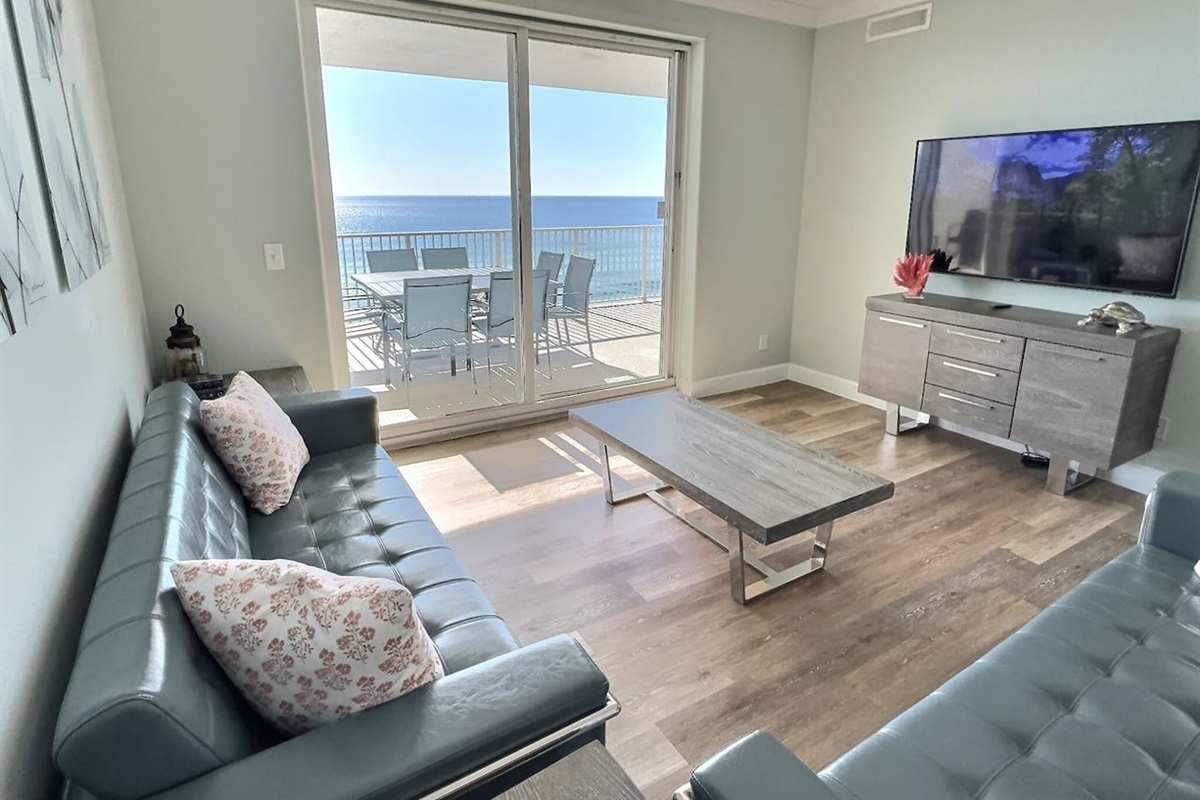 view of the gulf from the living room