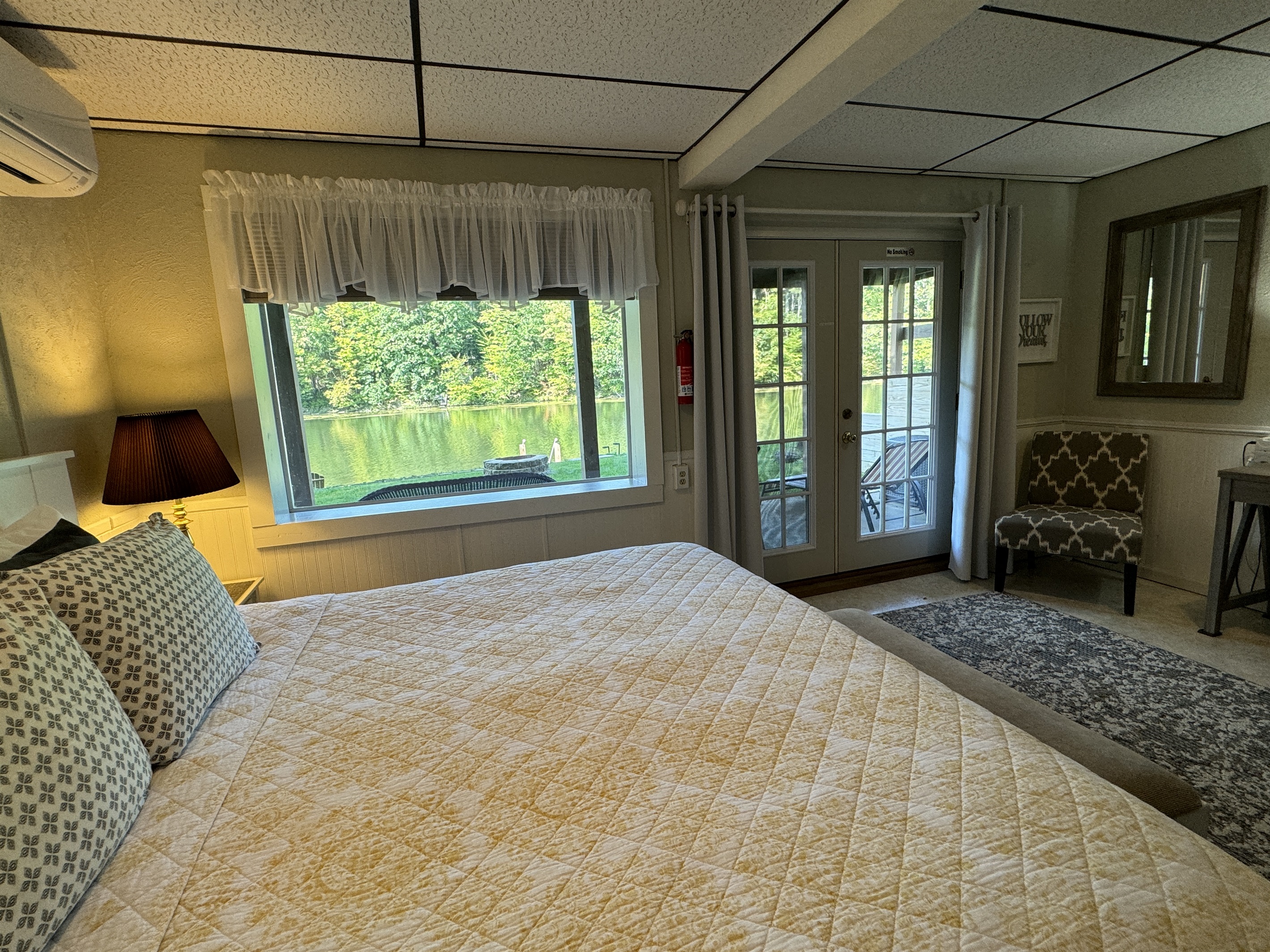 King sleeping area with a view