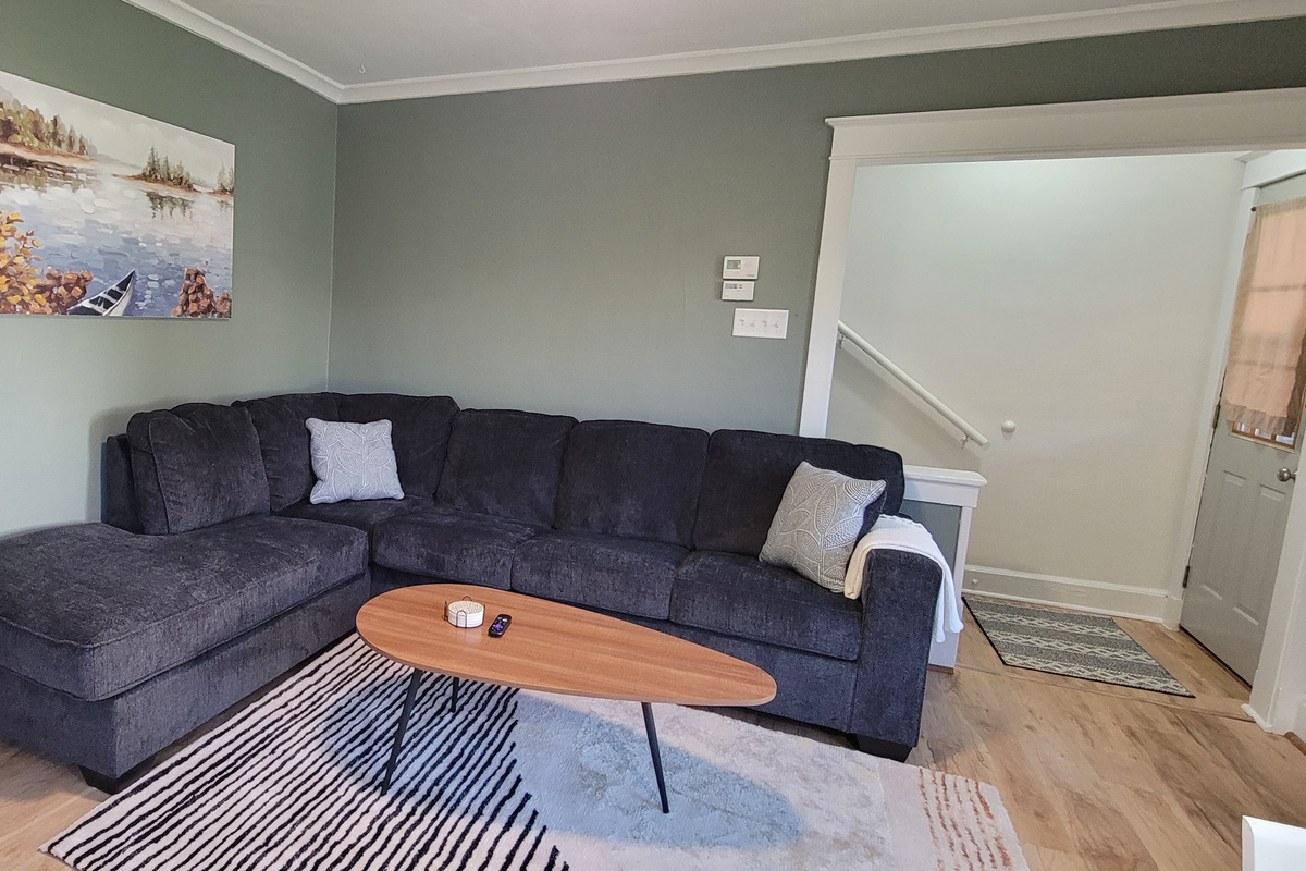 Cozy living room seating — a comfortable spot to unwind after a day of Duluth adventures.