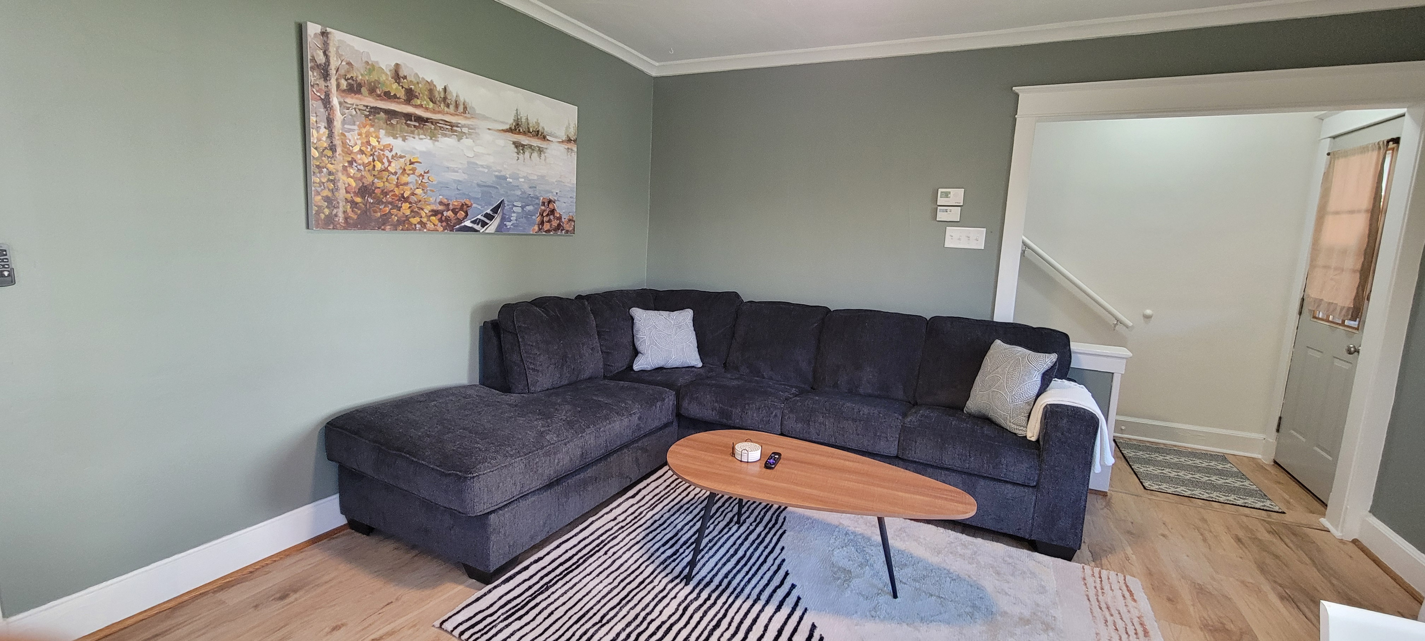 Cozy living room seating — a comfortable spot to unwind after a day of Duluth adventures.