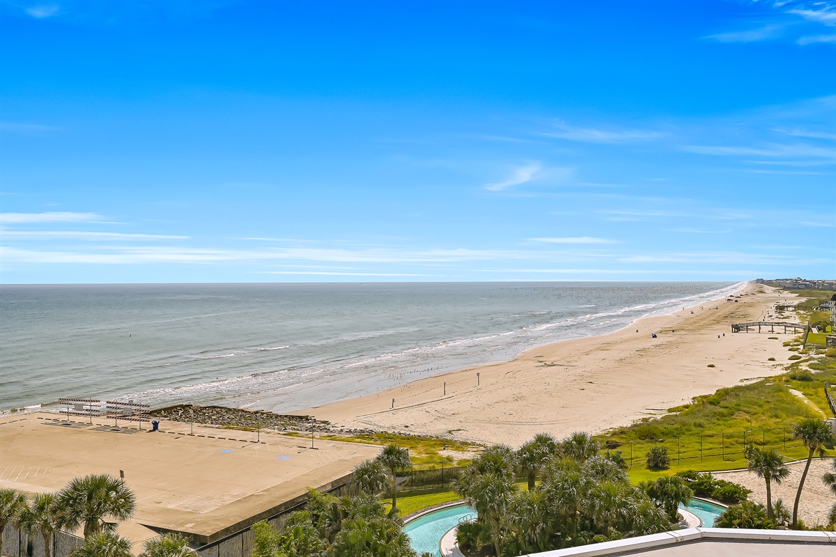 View looking down the beach