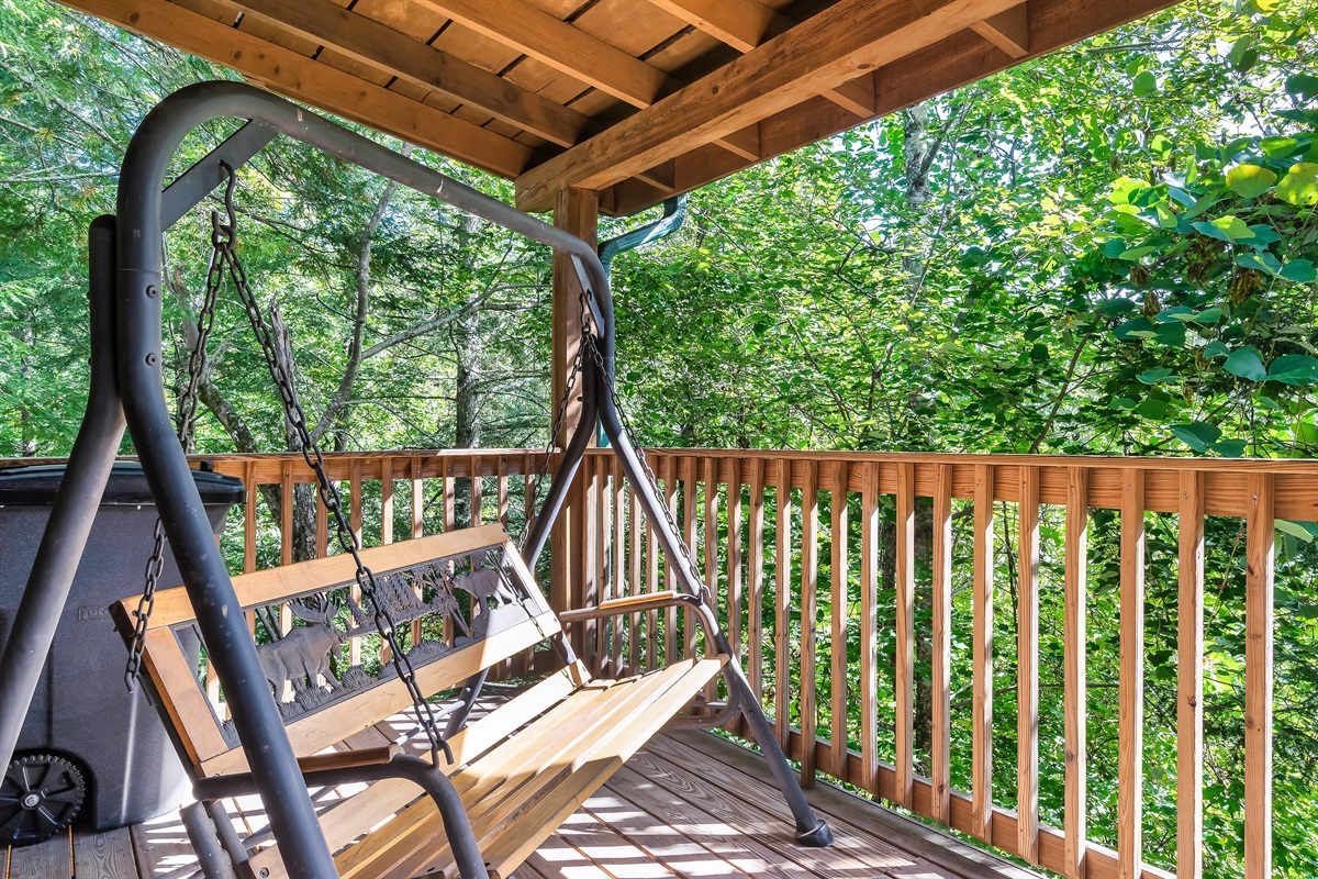(Main Level Deck) Take in the Smokies in the swing with a cold beer - awesome.