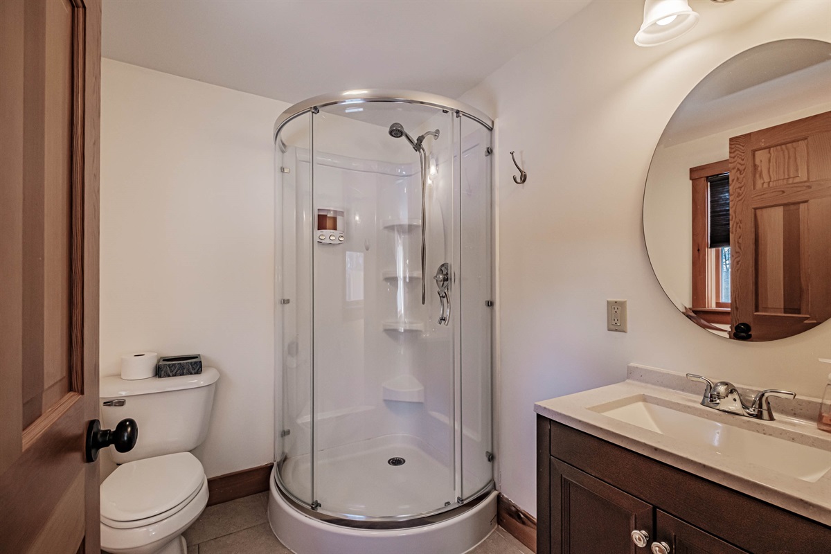 Convenience and comfort in a full bath with shower steps from the bunk room.”  Do you want me to also make a shorter version (like “Full bath with shower off the