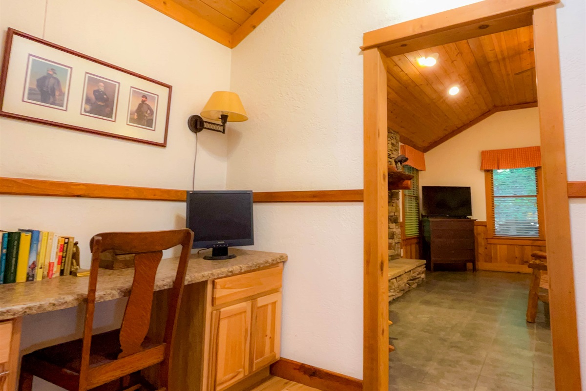 A nice dish area between the bedroom and living room area