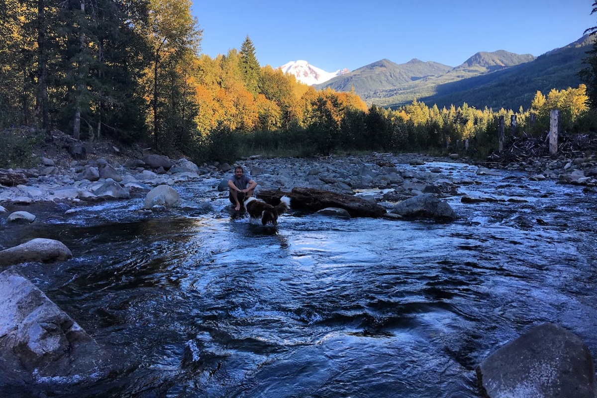 Cool off down at the river just a short walk from the cabin
