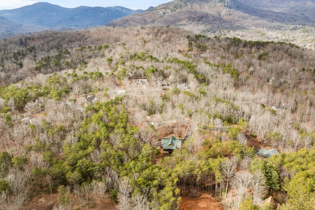 Upper drone view of the cabin