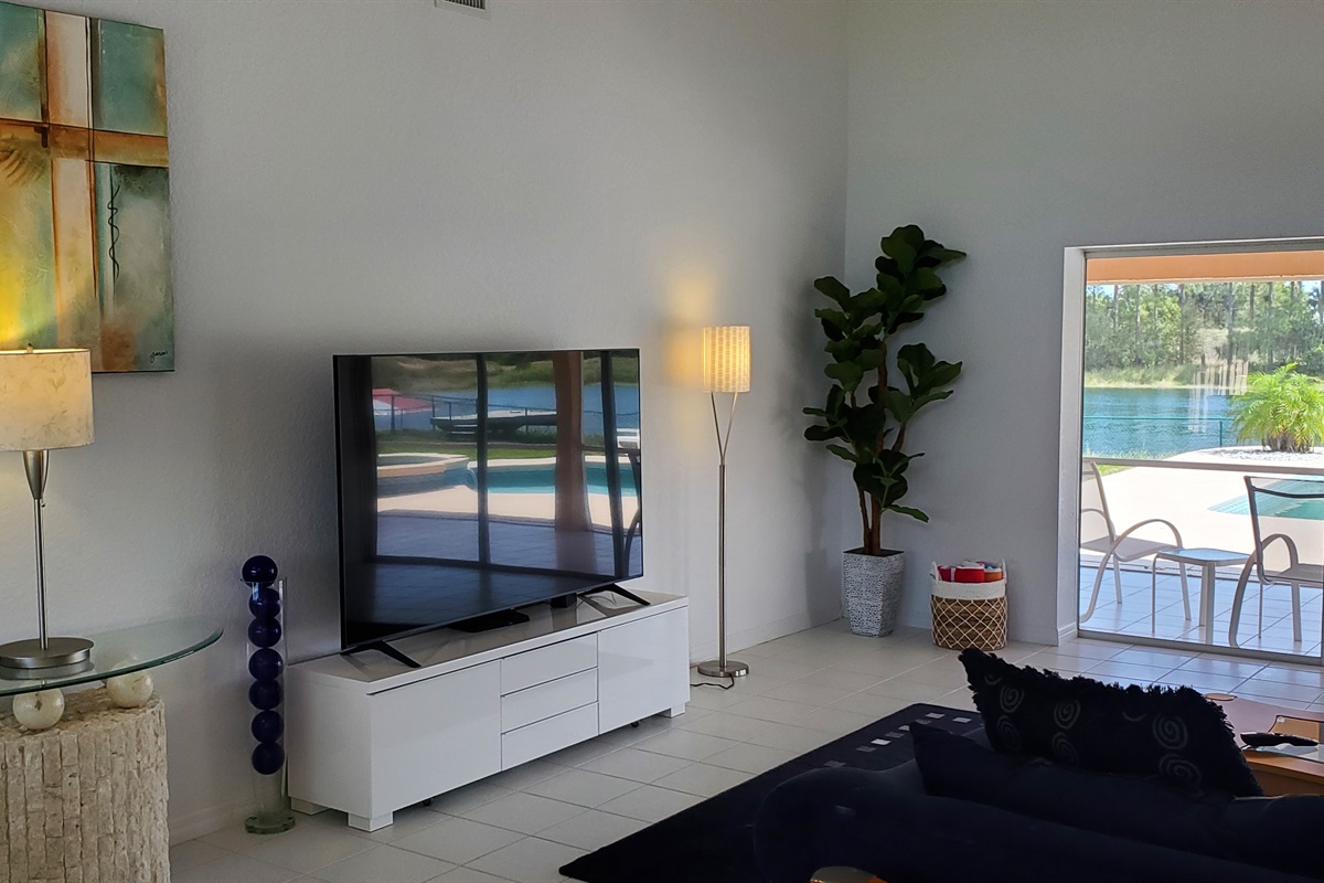 Smart TV and view of lake