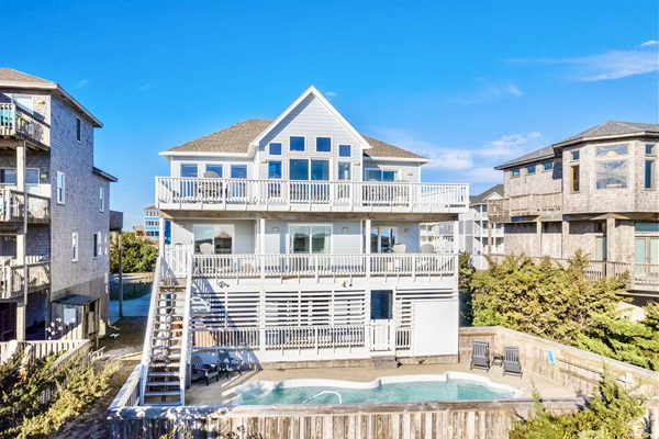 Oceanfront, lots of decks, and a large pool