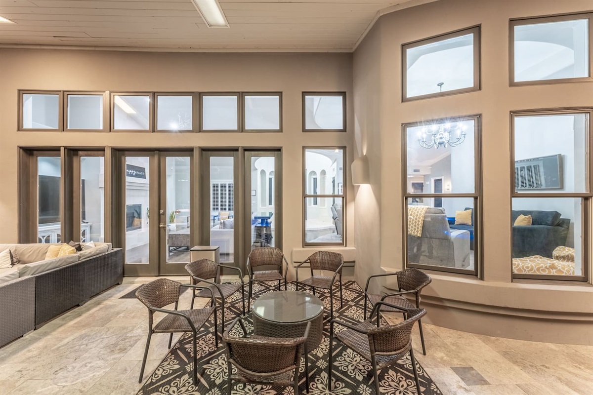 Gather around this chic 6-seat patio set for morning coffee, casual lunches, or evening drinks under the lights.