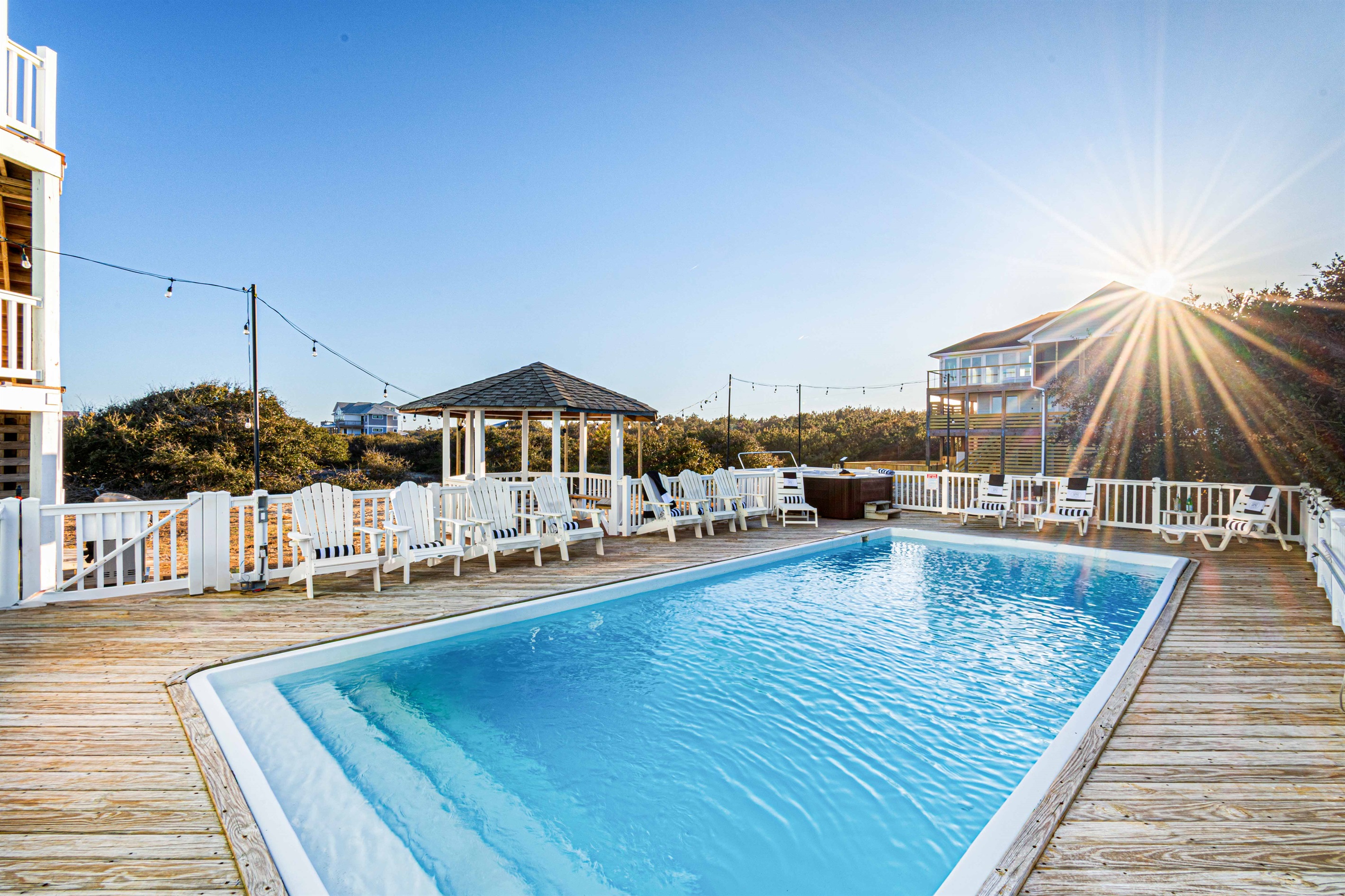 Sunset over the pool