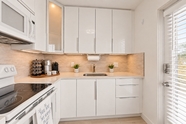 Thoughtfully equipped kitchen with everything needed for a comfortable extended stays.
