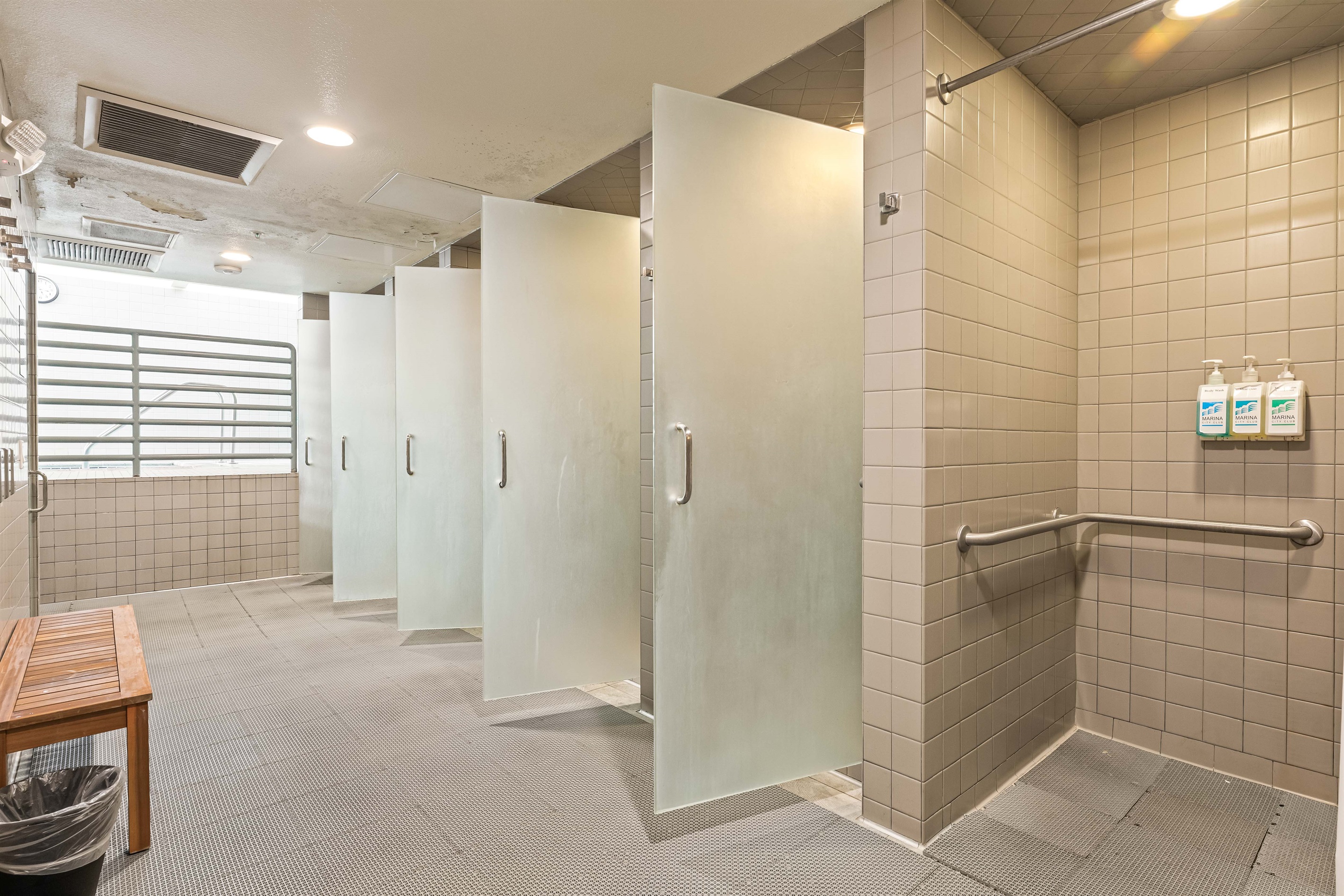 Showers in the fitness center