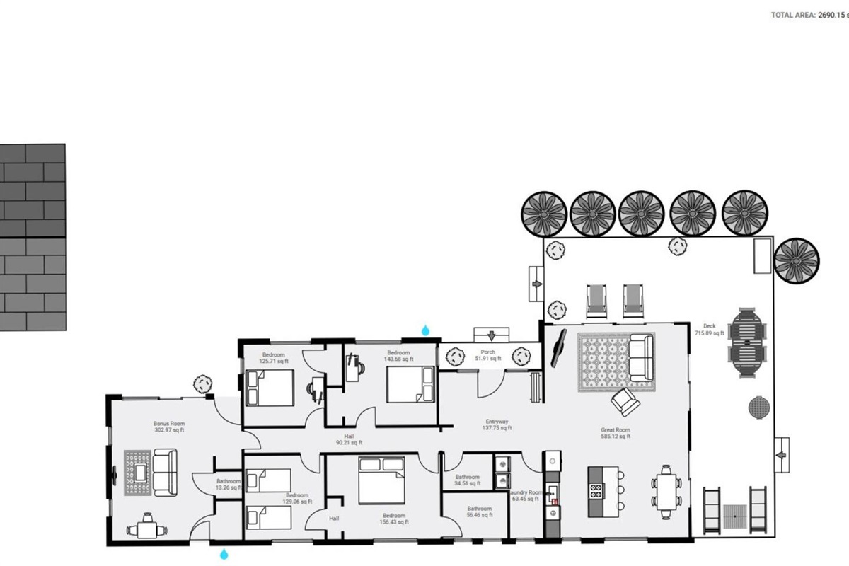 Floor Plan of the entire house. There is a secondary structure on the property that is only used for our seasonal storage. Ample parking near house and near secondary structure for your use!