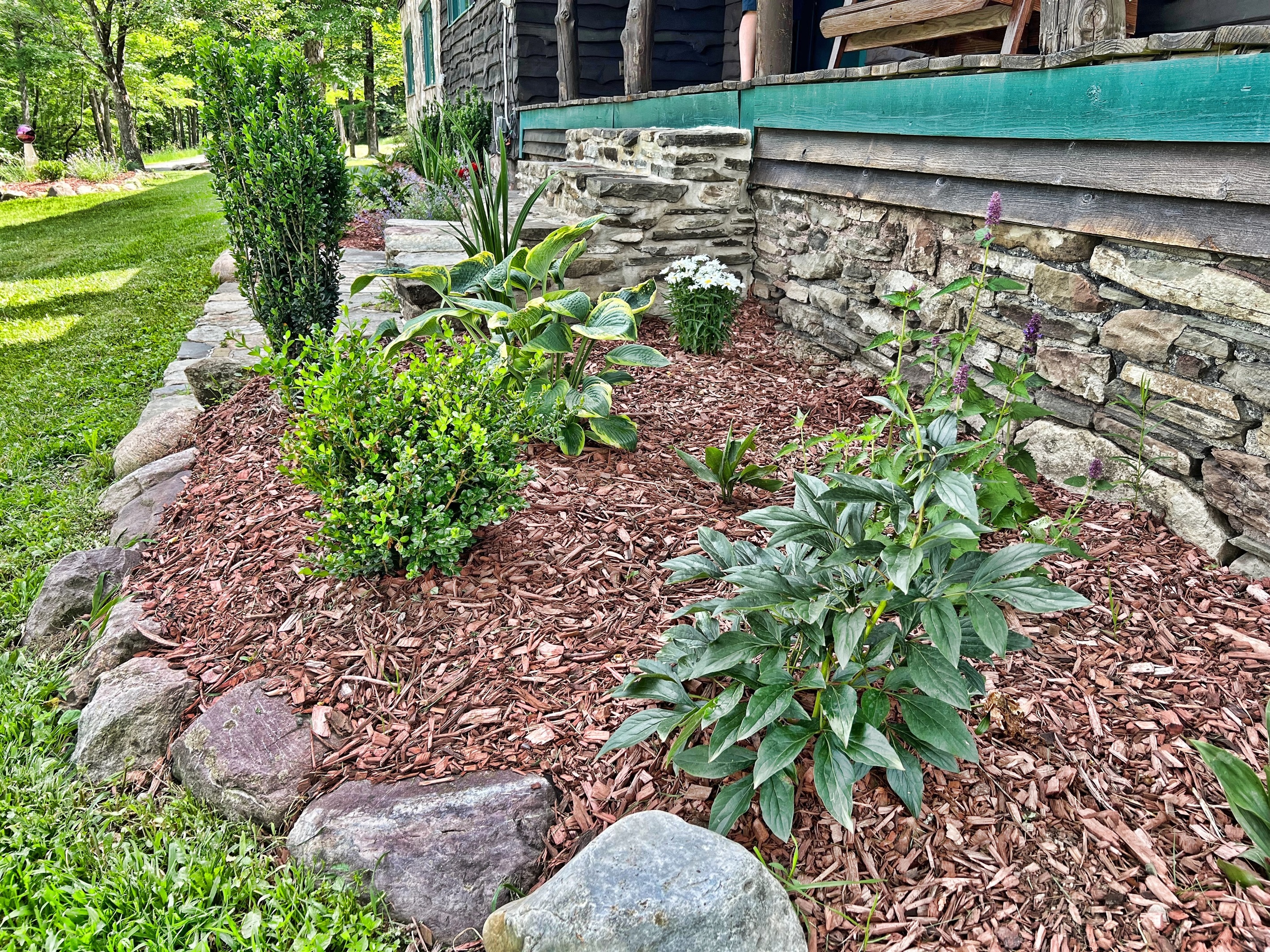 Admire the beautiful landscaping.