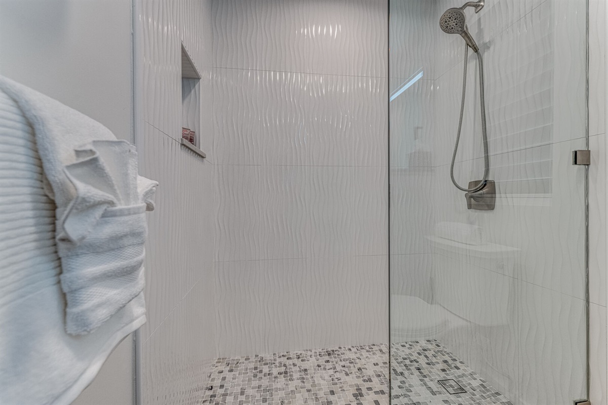 Walkin shower in bathroom 1