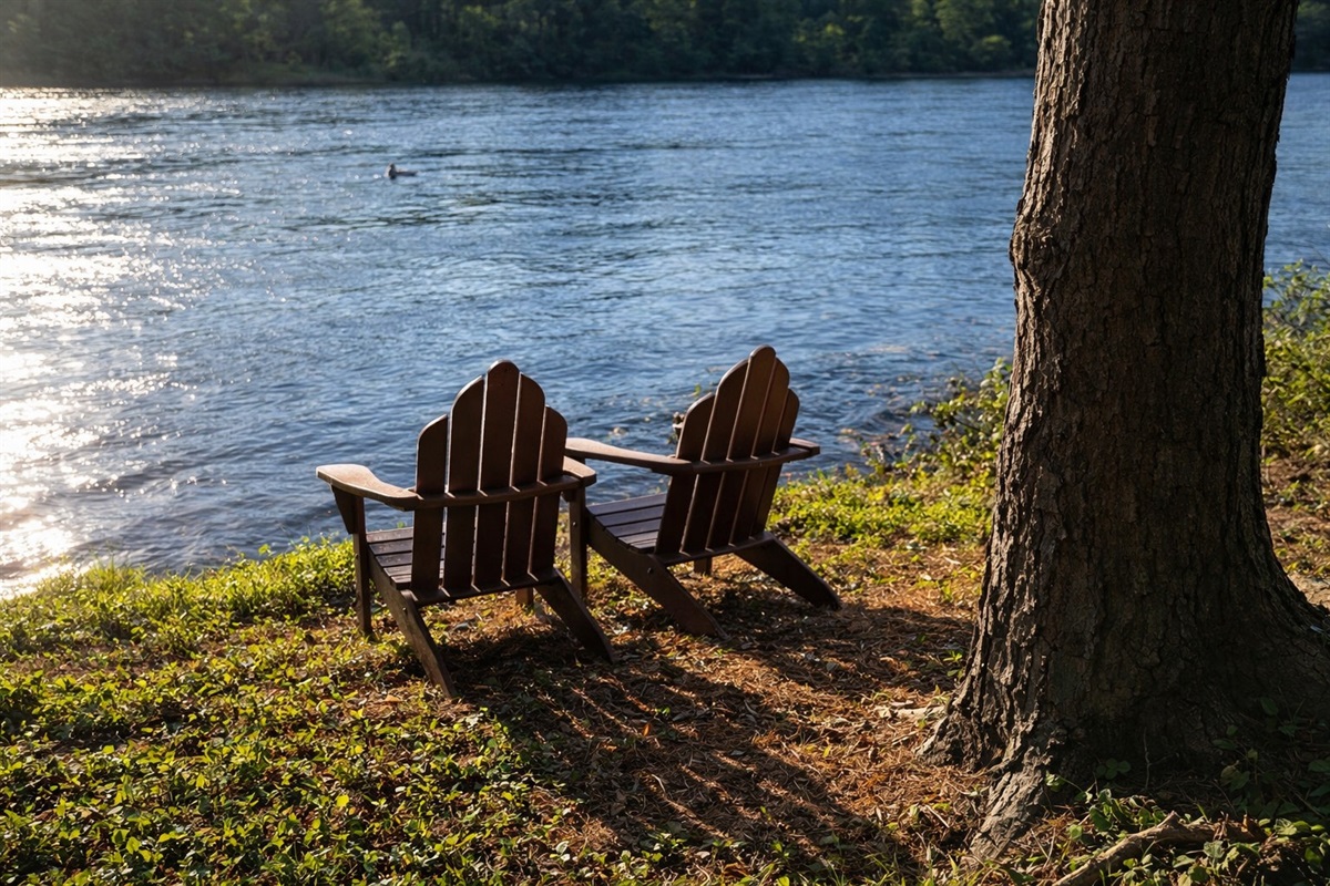 Peaceful water views - conducive to kayaking and fishing but not swimming. 