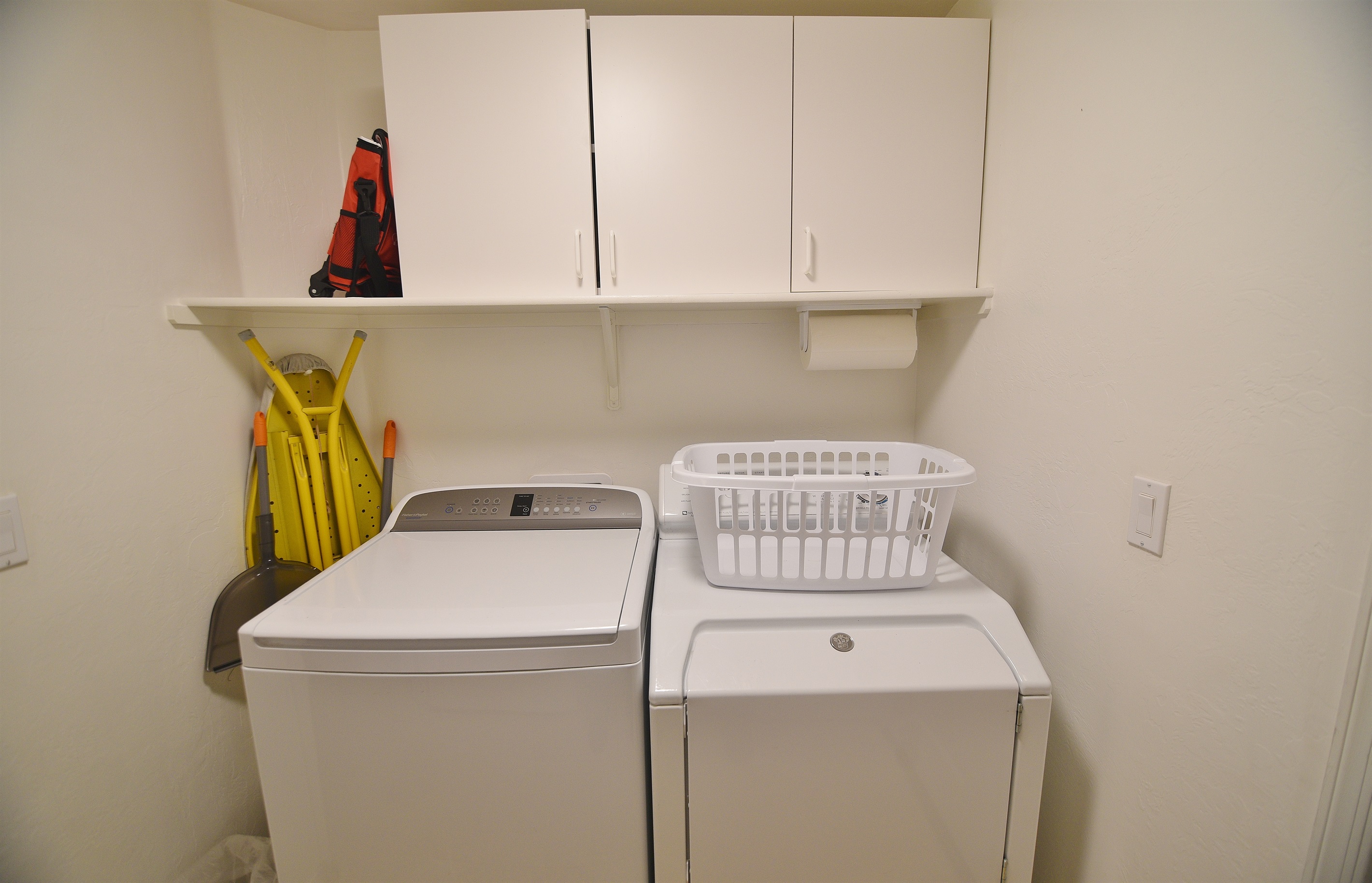 No need to overpack. Full size washer and dryer and laundry supplies provided. We even have a steamer, iron and ironing board if you need them.