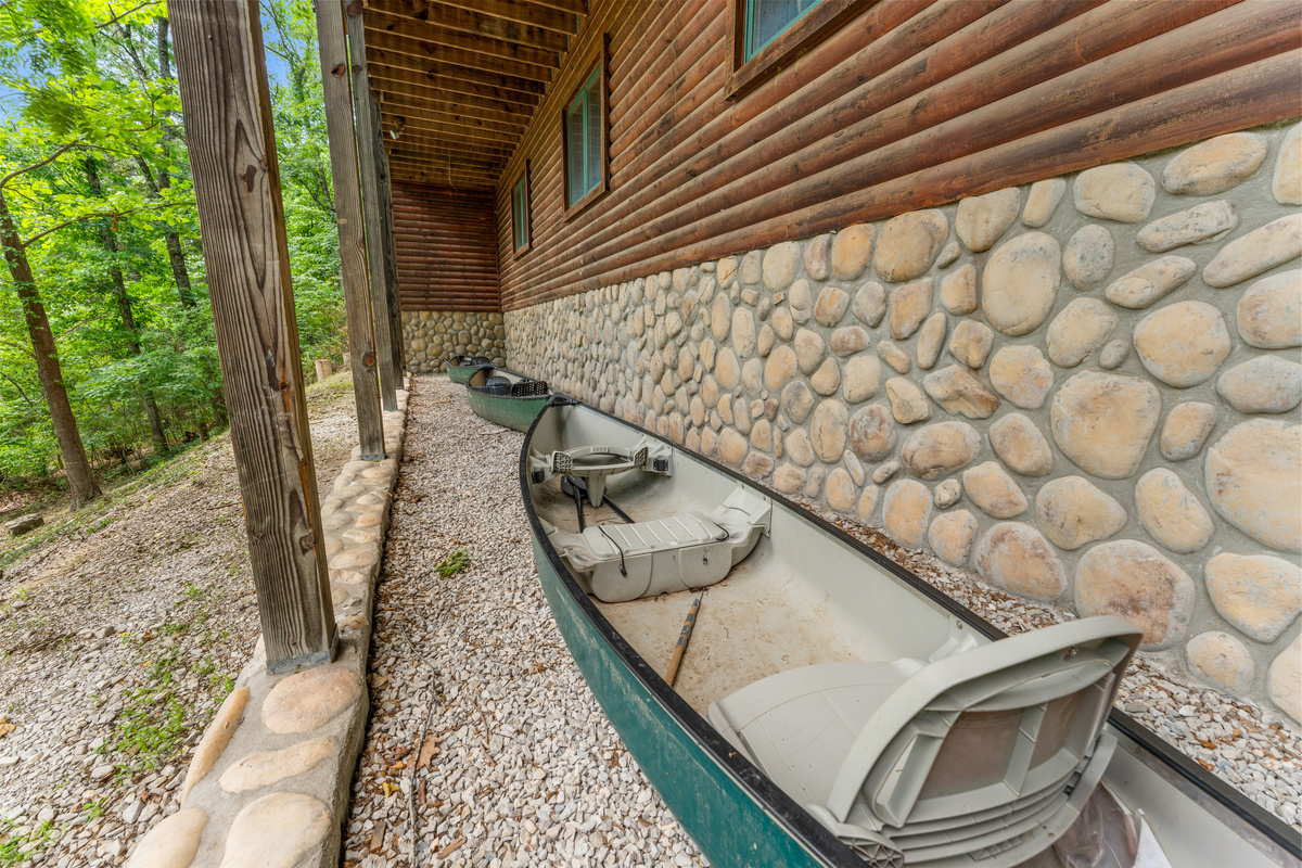 There are three canoes available at the home.