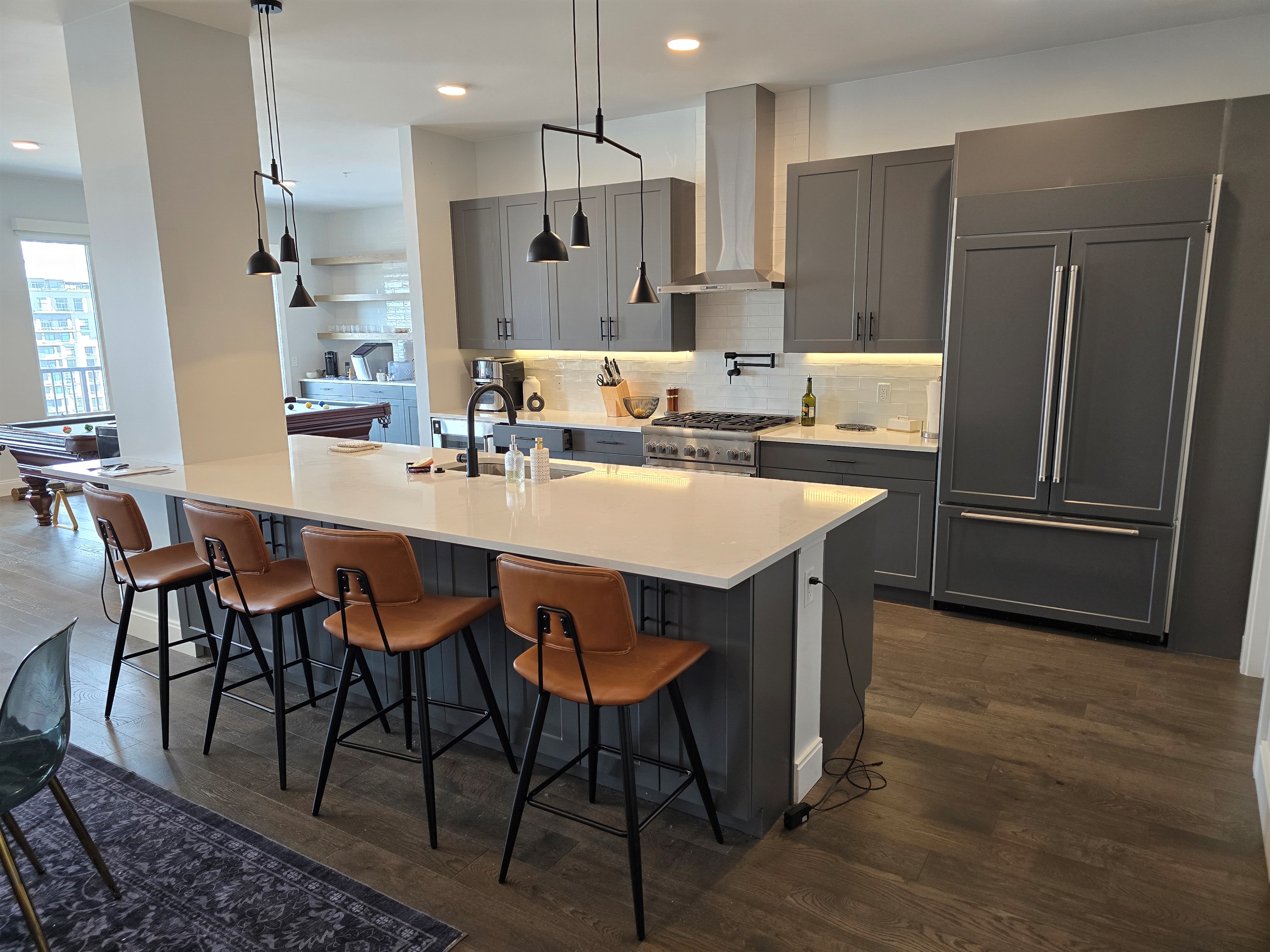 Kitchen with open floor plan - counter seating for 4