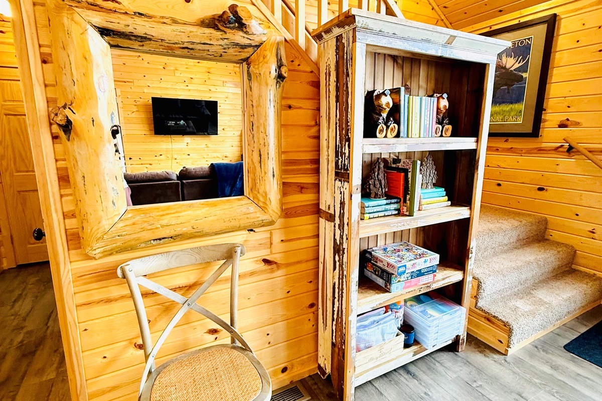 Stairs going up to the loft.