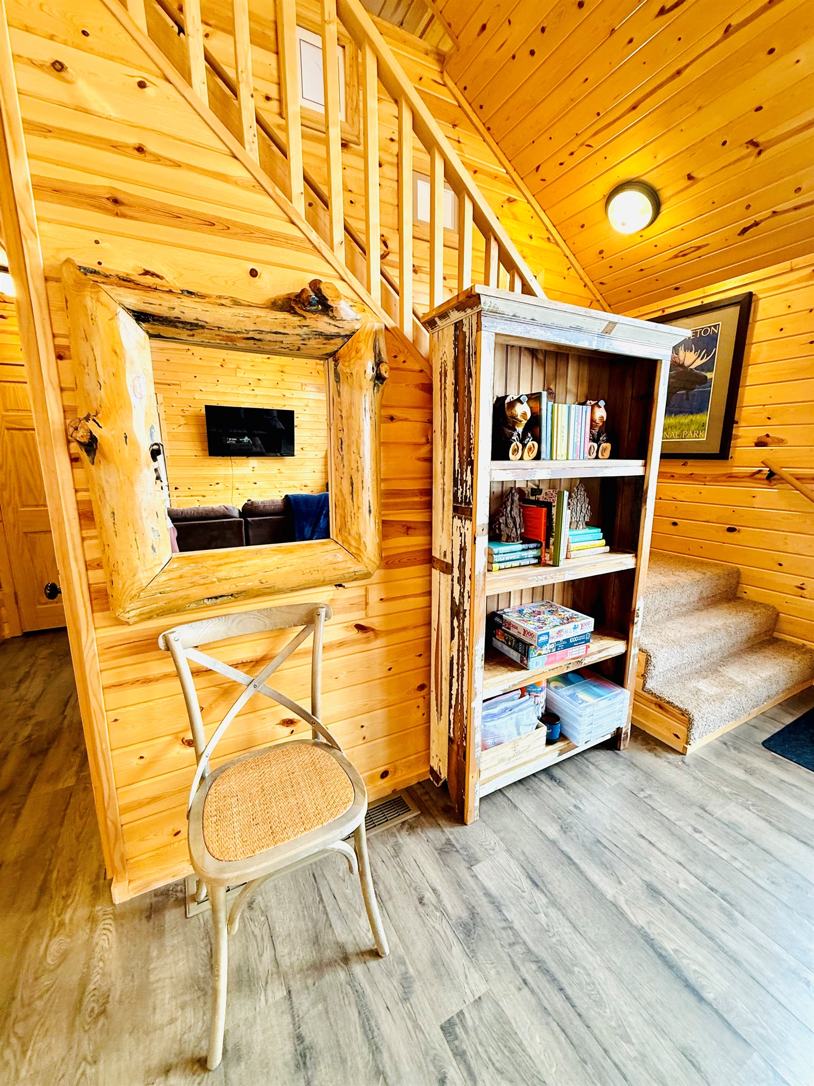 Stairs going up to the loft.