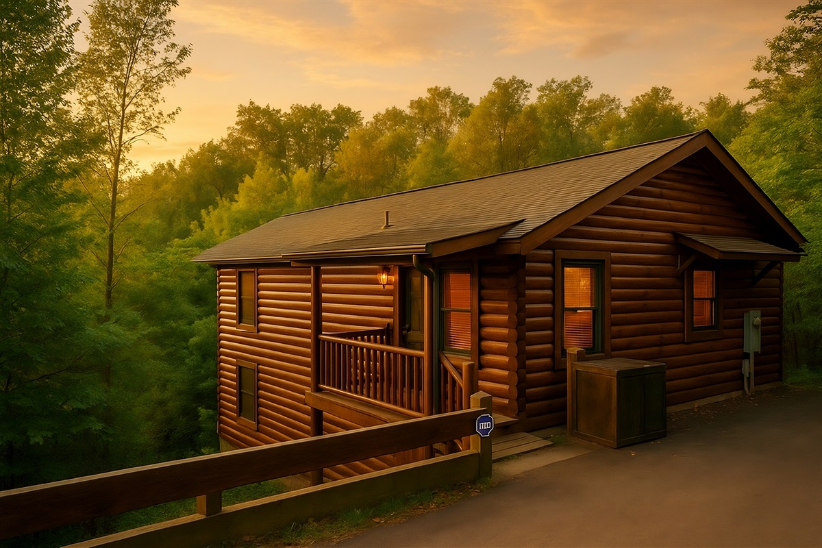 Front of cabin and driveway