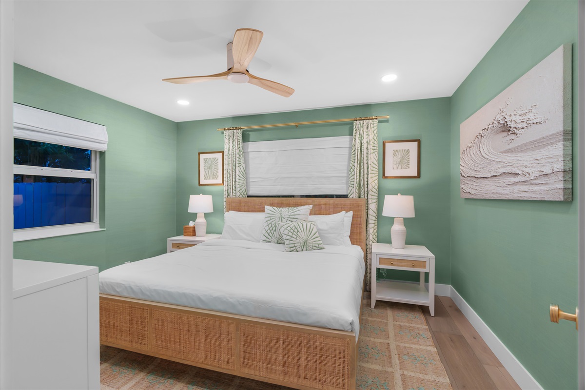 This airy retreat pairs natural textures and tropical details with a crisp, clean design for a refreshing and comfortable stay.