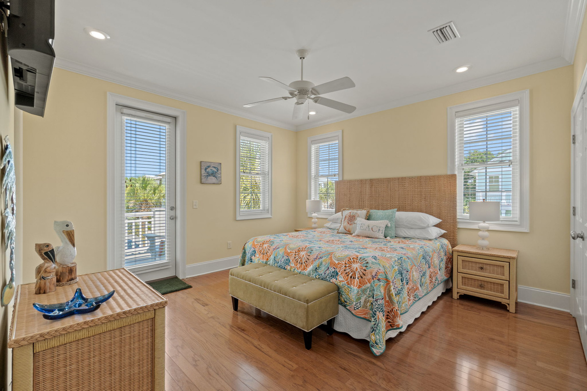 Upstairs King Bedroom with private balcony
