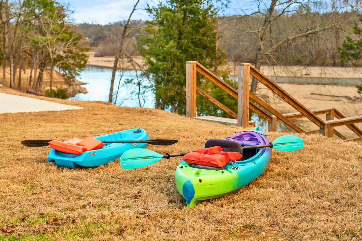 Kayaks and outdoor gear invite you to explore and enjoy even more adventure during your stay.