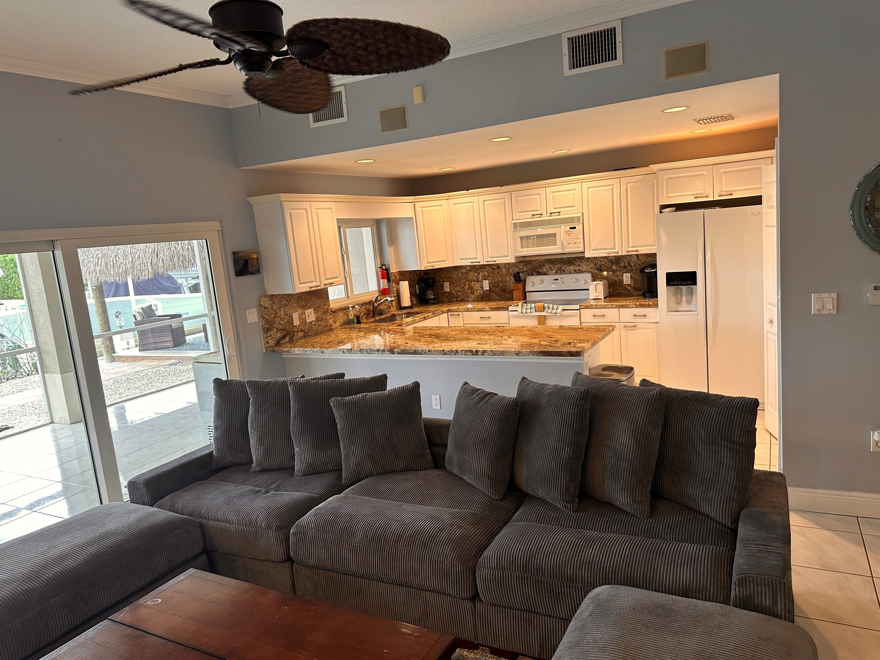 Downstairs living room with kitchen