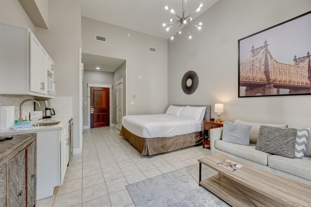 Large 500 sq ft open concept allows for plenty of space for up to four guests.