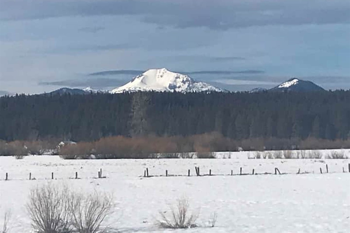 Snow capped Mt Lassen