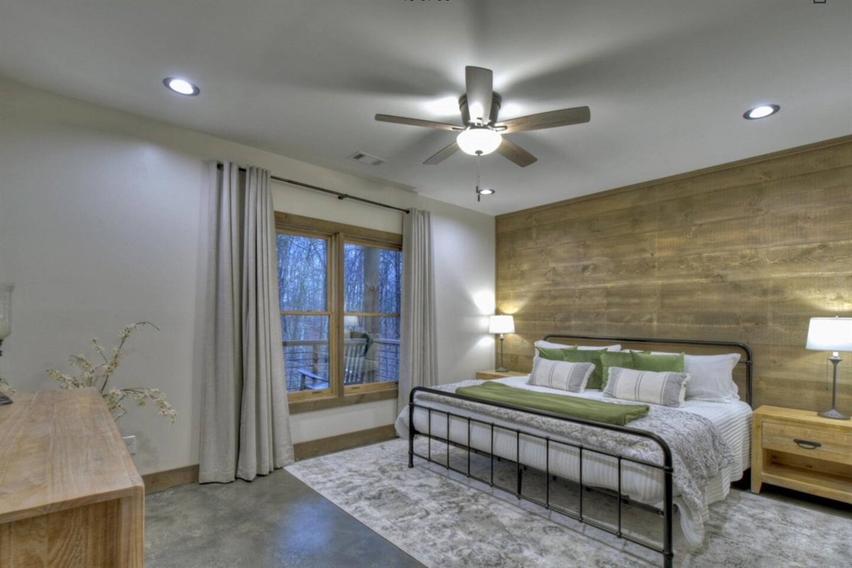 Bedroom with king bed on the lower level