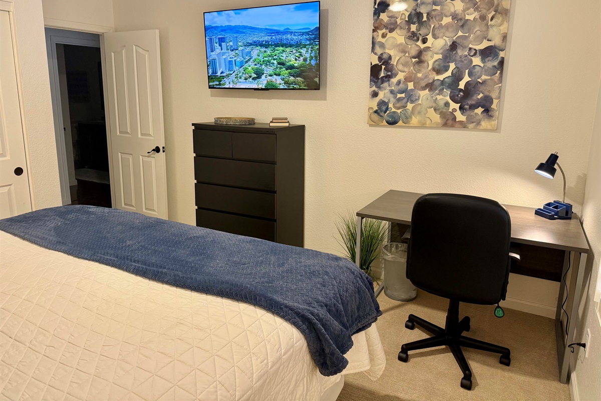 Bedroom 3: Third King Bed, New Smart TV, 2nd work space
