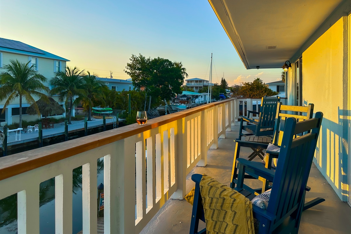 Or head up to the balcony to watch the sunset.