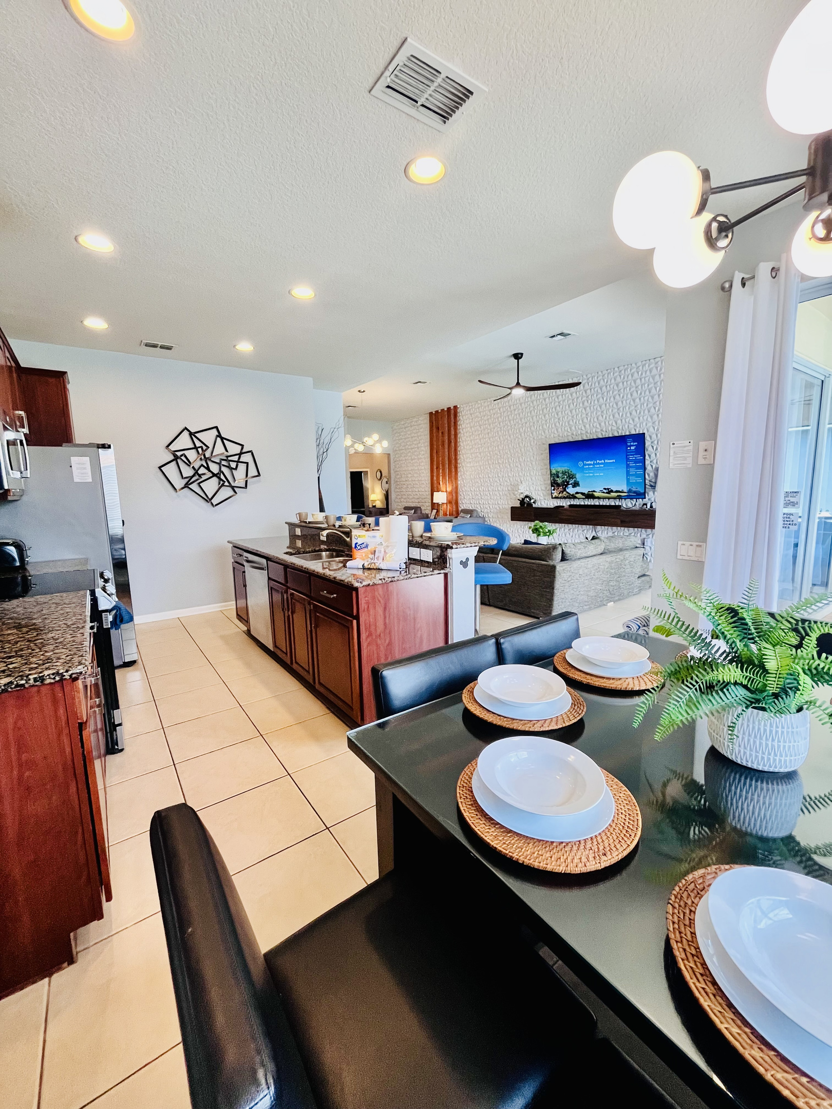 Kitchen table with seating for 8