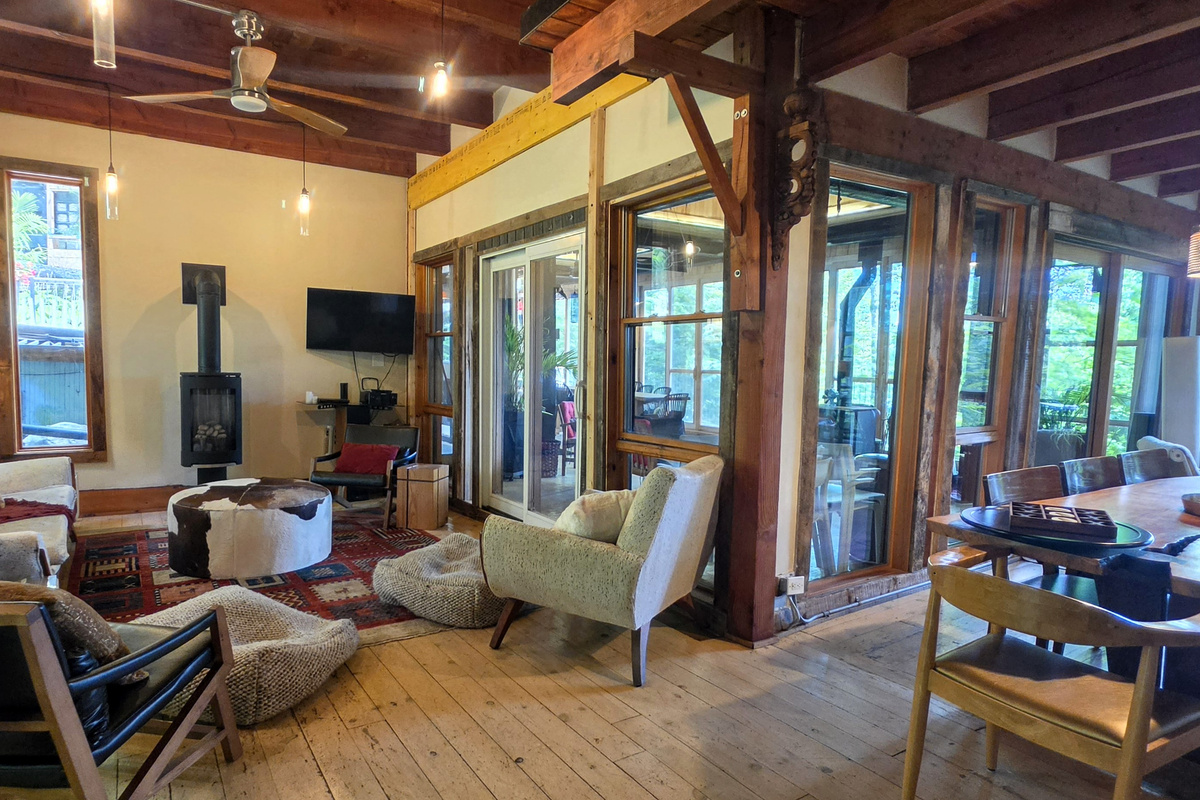 Main cottage living room and dining room areas