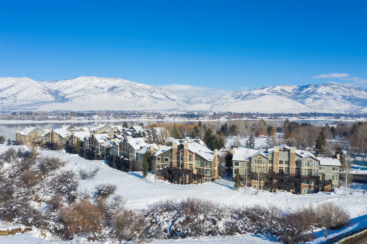 Snow-covered views transform the valley into a winter wonderland.