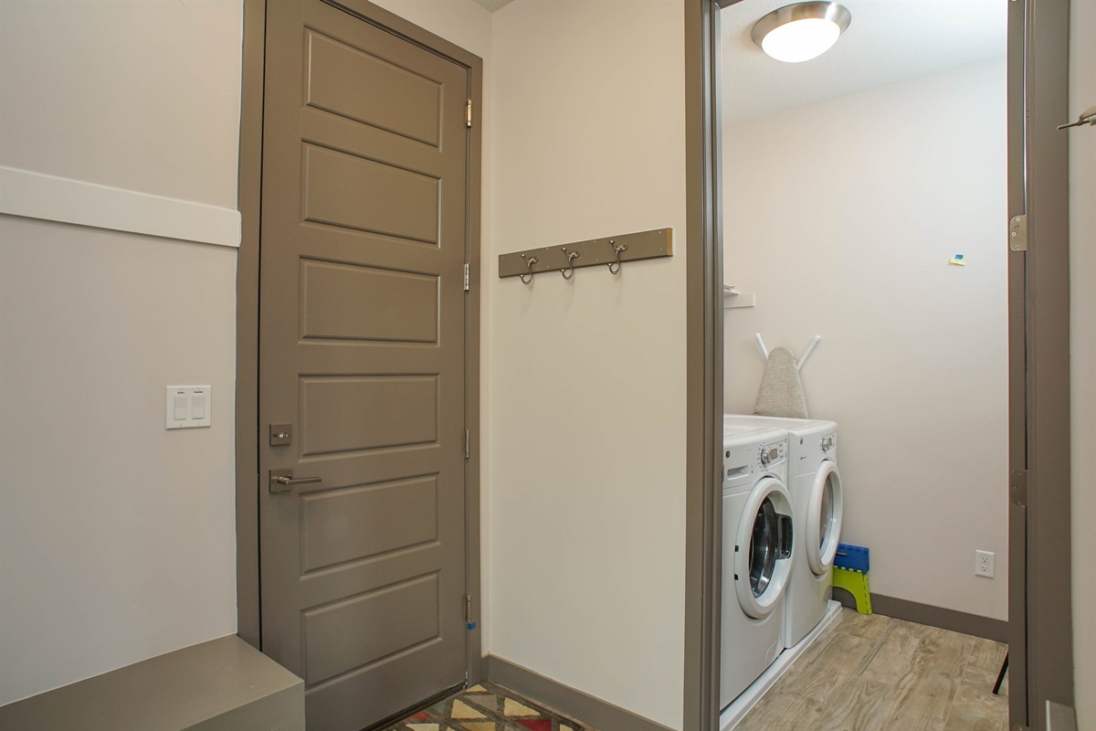 Convenient main-level laundry with in-unit washer and dryer—ideal for extended stays and effortless living.